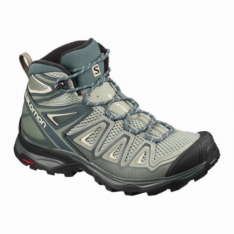 Salomon Israel X ULTRA MID 3 AERO - Womens Hiking Boots - Green (DBGW-48695)